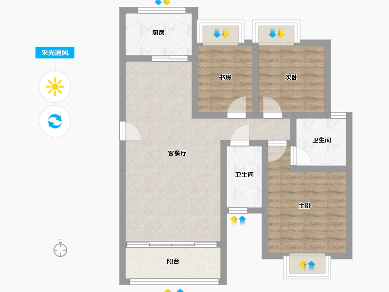 湖南省-常德市-天鹏·未名湖畔-75.35-户型库-采光通风