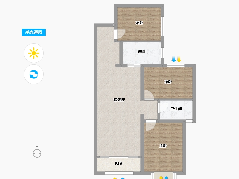 新疆维吾尔自治区-伊犁哈萨克自治州-万基云锦-76.57-户型库-采光通风