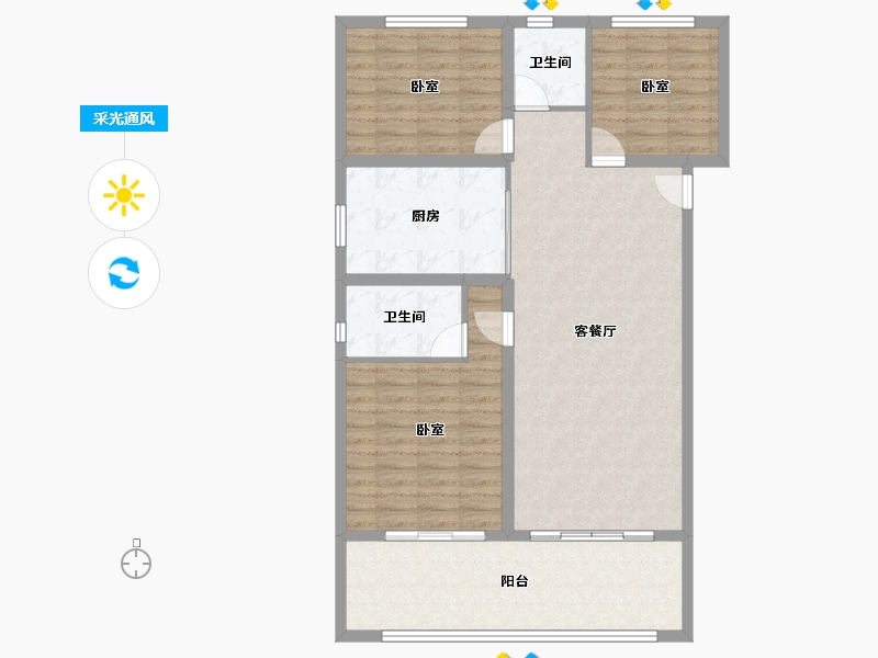 河南省-濮阳市-碧桂园青璞-104.96-户型库-采光通风