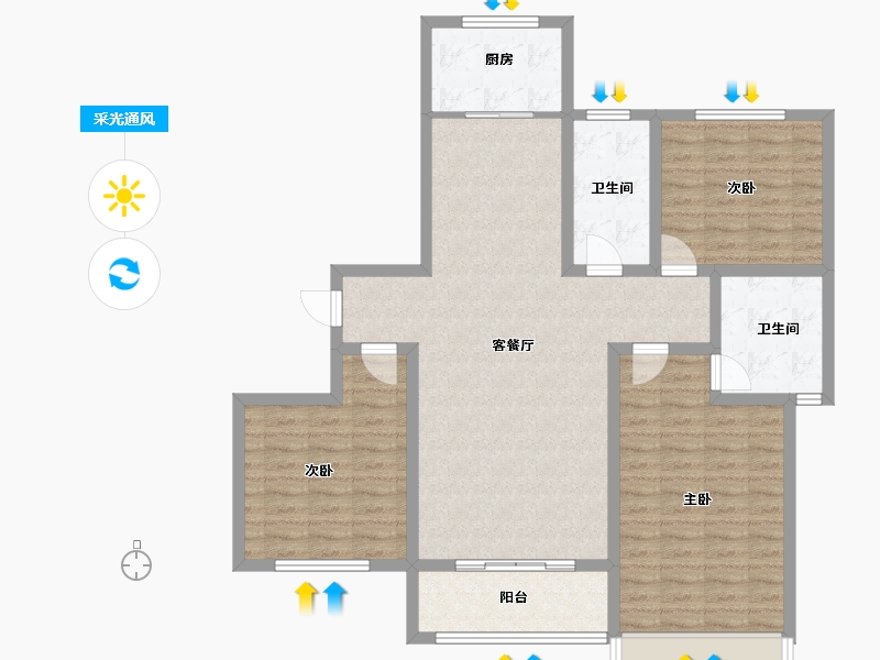 河南省-濮阳市-城投·澜樾-111.33-户型库-采光通风