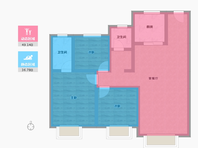 新疆维吾尔自治区-乌鲁木齐市-旭辉广场-75.55-户型库-动静分区