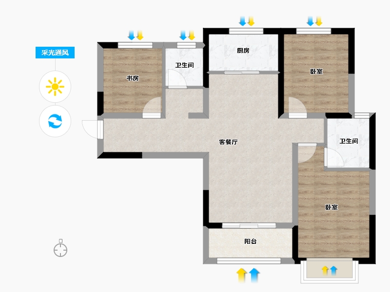 甘肃省-庆阳市-山水观园-77.18-户型库-采光通风