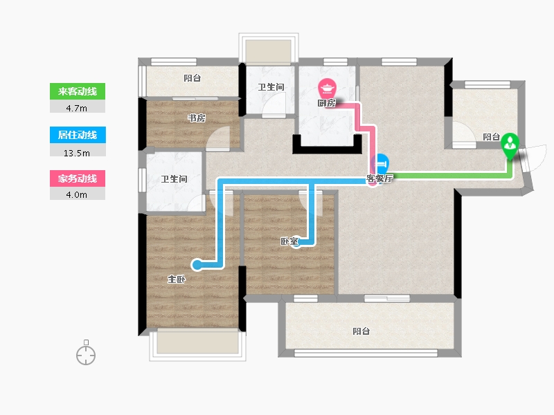 湖南省-郴州市-东城上筑-91.62-户型库-动静线