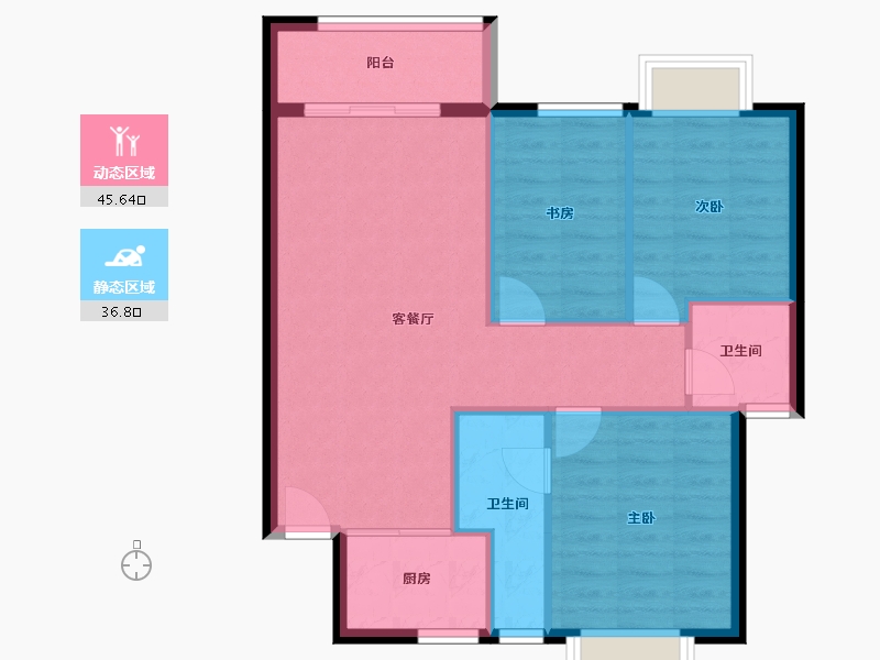 湖北省-十堰市-福泽嘉苑-74.95-户型库-动静分区