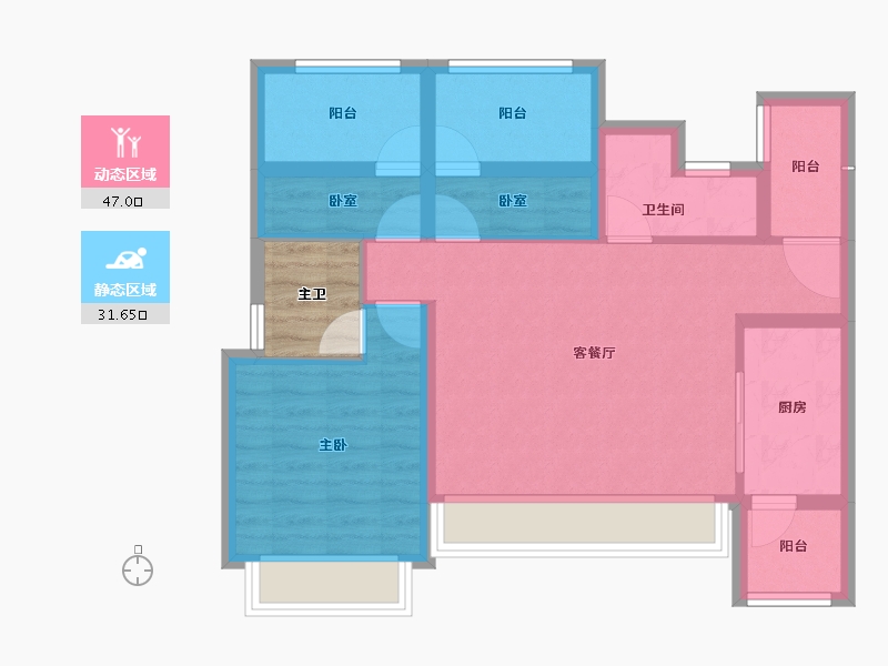 四川省-成都市-华熙528艺术村-72.48-户型库-动静分区