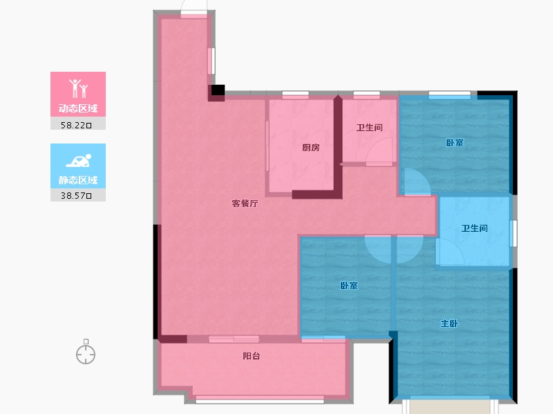 湖南省-郴州市-东城上筑-87.26-户型库-动静分区