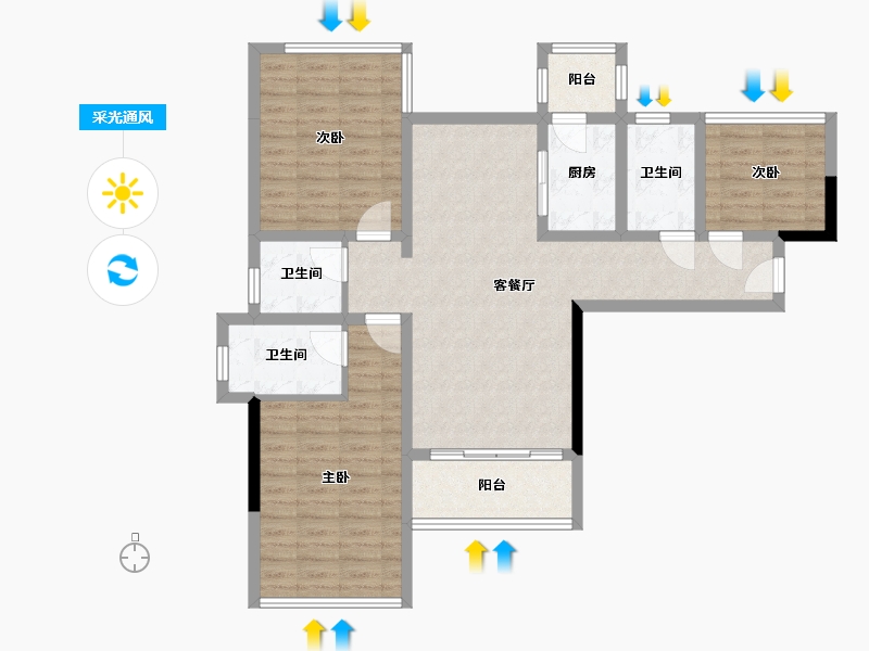 四川省-南充市-领地·兰台府-92.00-户型库-采光通风