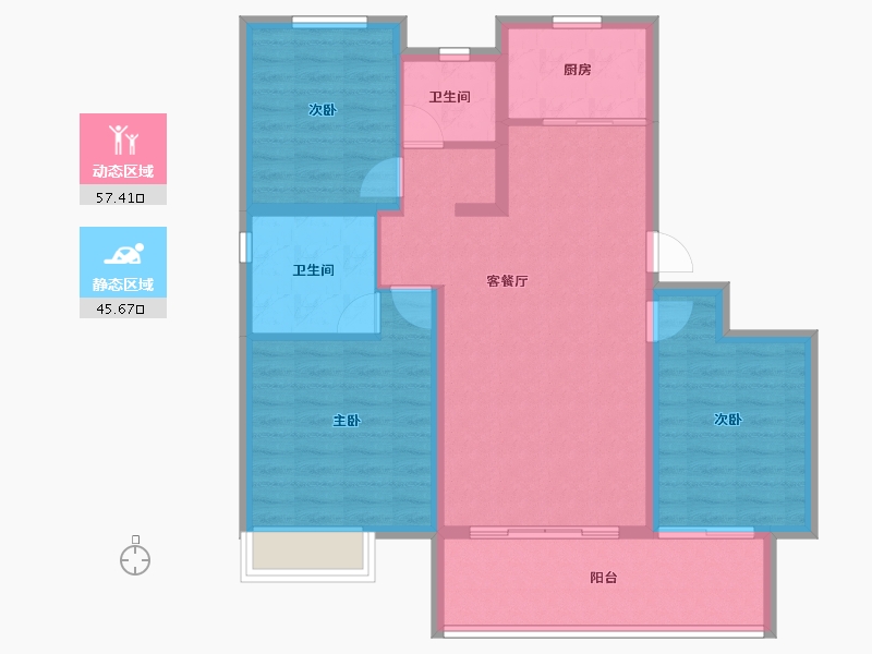 河南省-濮阳市-康桥·宝泊幸福里-92.77-户型库-动静分区