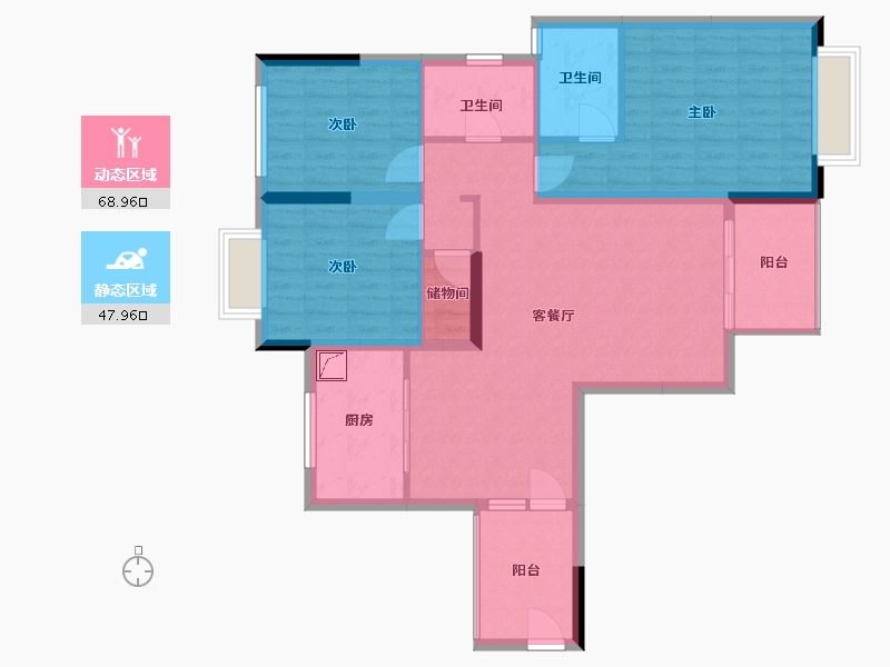 江苏省-南京市-北外滩水城-十四街区-105.00-户型库-动静分区