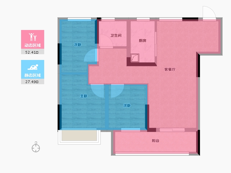 浙江省-湖州市-新南浔孔雀城都会江南-70.40-户型库-动静分区