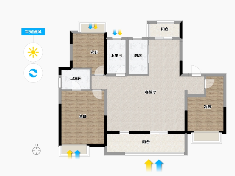 江苏省-镇江市-天地源十里花园-114.40-户型库-采光通风