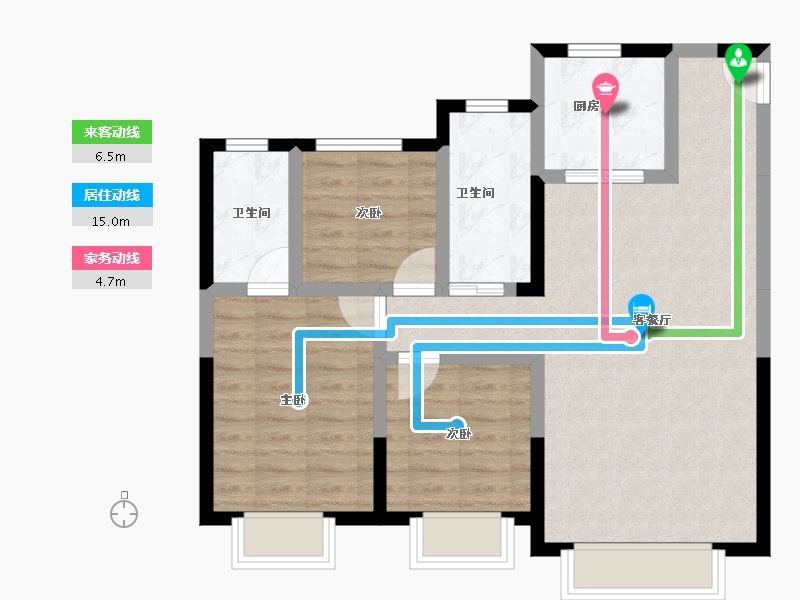 新疆维吾尔自治区-乌鲁木齐市-旭辉广场-76.71-户型库-动静线