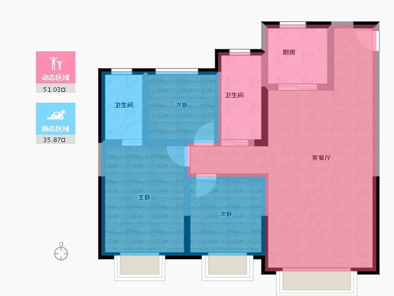 新疆维吾尔自治区-乌鲁木齐市-旭辉广场-76.71-户型库-动静分区