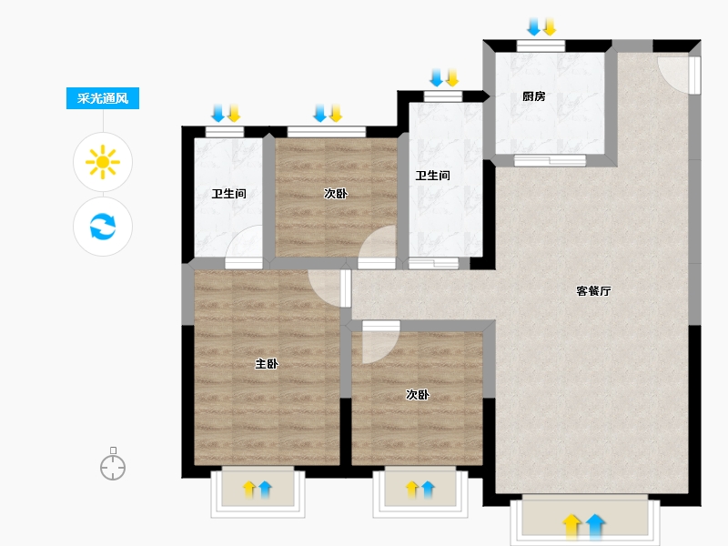 新疆维吾尔自治区-乌鲁木齐市-旭辉广场-76.71-户型库-采光通风