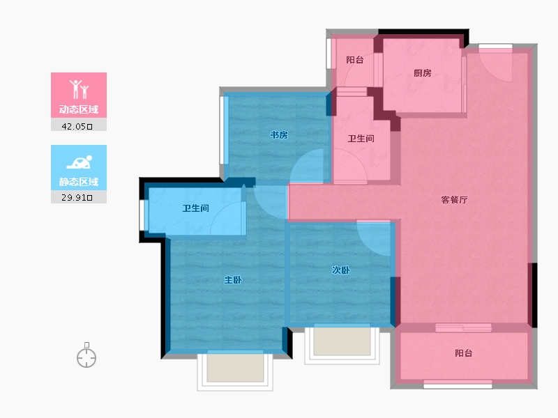 广东省-江门市-龙光龙湖双龙天著-63.53-户型库-动静分区