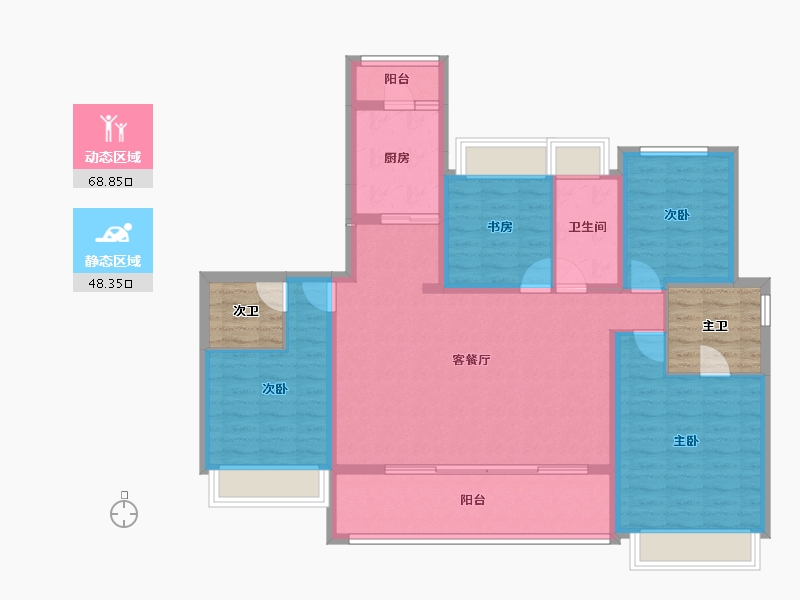 四川省-成都市-华熙528艺术村-114.25-户型库-动静分区