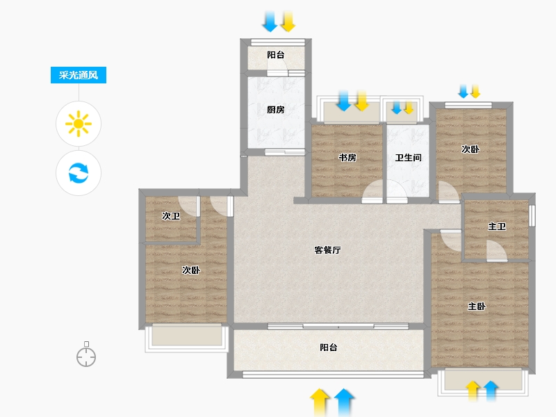 四川省-成都市-华熙528艺术村-114.25-户型库-采光通风