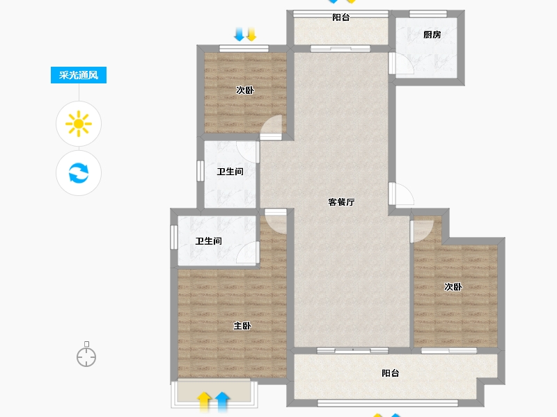 河南省-濮阳市-西湖学府-111.05-户型库-采光通风