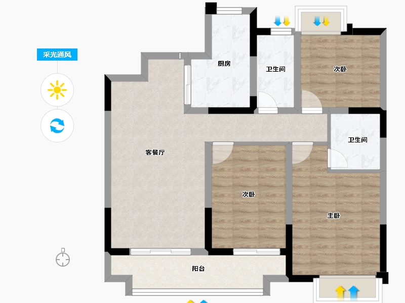 安徽省-滁州市-鸿博书苑-84.01-户型库-采光通风