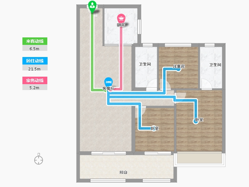 河南省-濮阳市-碧桂园青璞-96.77-户型库-动静线