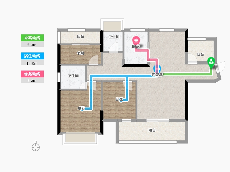 湖南省-郴州市-东城上筑-93.51-户型库-动静线