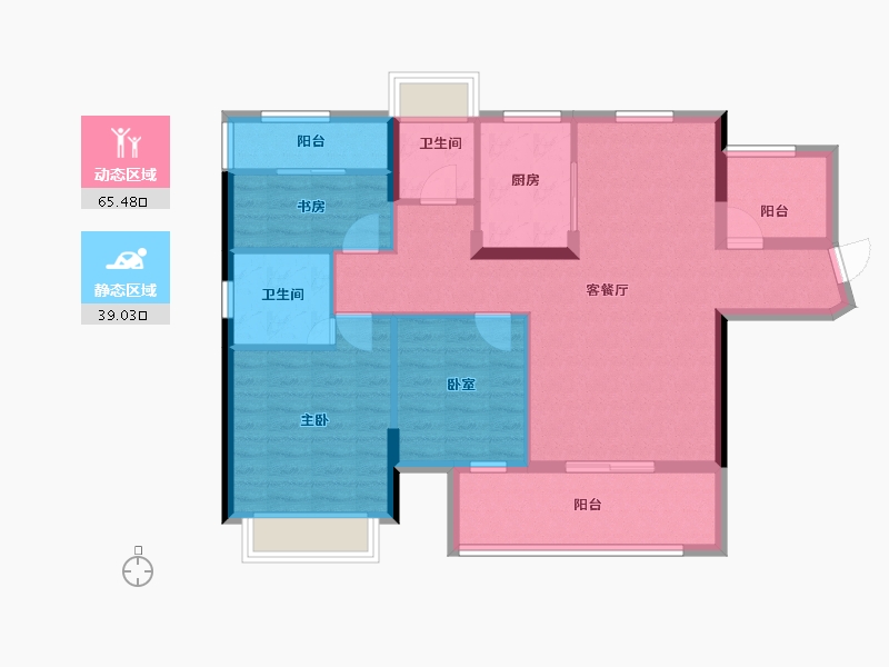 湖南省-郴州市-东城上筑-93.51-户型库-动静分区