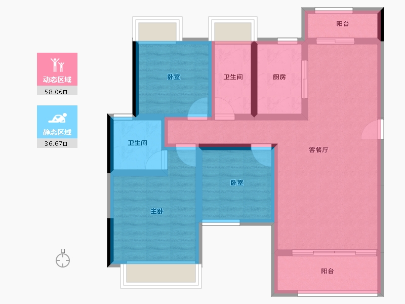 湖南省-常德市-天鹏·未名湖畔-83.27-户型库-动静分区