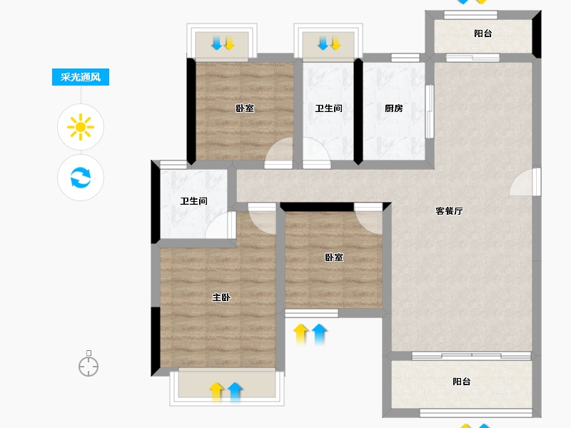 湖南省-常德市-天鹏·未名湖畔-83.27-户型库-采光通风