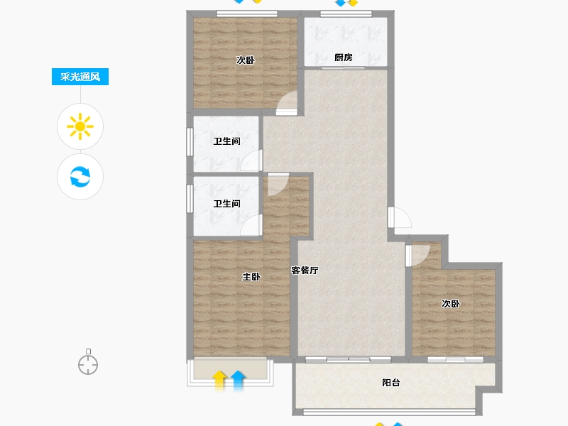 河南省-濮阳市-西湖学府-110.87-户型库-采光通风