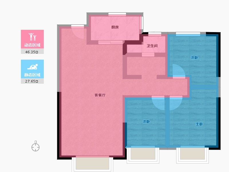 新疆维吾尔自治区-乌鲁木齐市-旭辉广场-64.60-户型库-动静分区