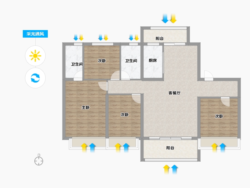 河南省-濮阳市-碧桂园凤栖台-117.87-户型库-采光通风