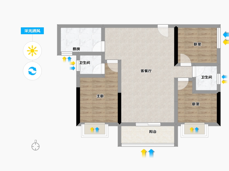 湖南省-常德市-天鹏·未名湖畔-71.81-户型库-采光通风