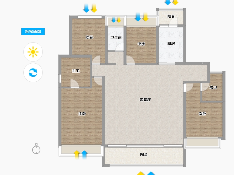 四川省-成都市-华熙528艺术村-153.72-户型库-采光通风