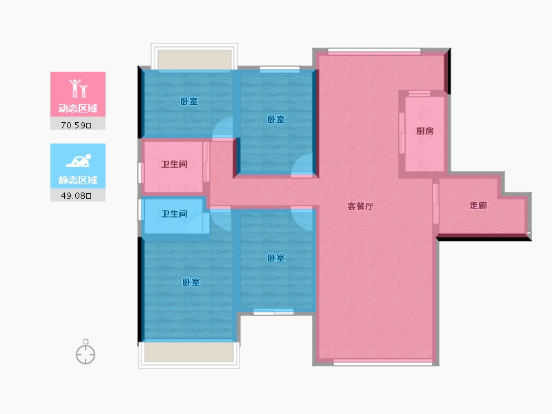 湖南省-常德市-穿紫河壹号-106.26-户型库-动静分区