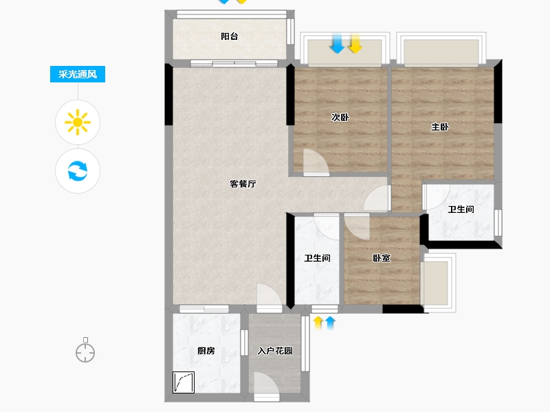 四川省-遂宁市-碧桂园凤栖台-84.00-户型库-采光通风