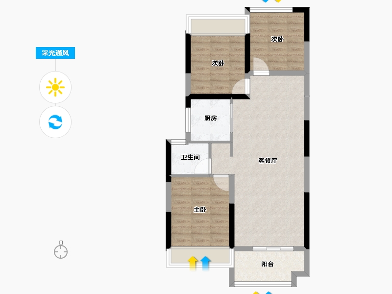 湖北省-十堰市-汉成国宾府-72.50-户型库-采光通风