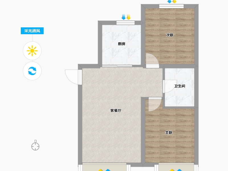 新疆维吾尔自治区-乌鲁木齐市-汇臻城·臻园-53.62-户型库-采光通风