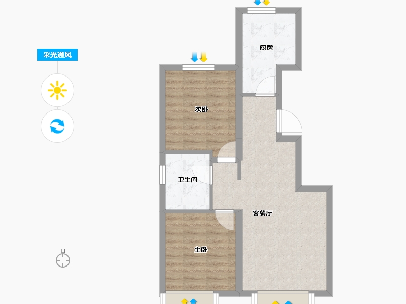 新疆维吾尔自治区-乌鲁木齐市-汇臻城·臻园-56.35-户型库-采光通风