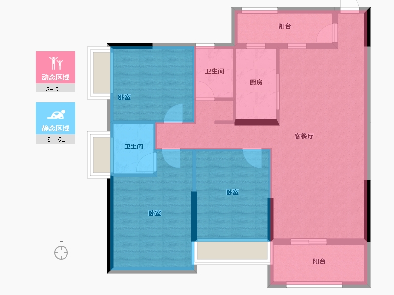 湖南省-郴州市-锦绣金湾-96.97-户型库-动静分区