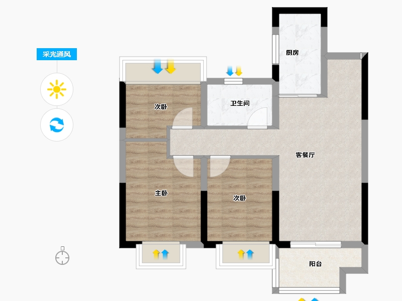 湖北省-十堰市-汉成国宾府-64.70-户型库-采光通风