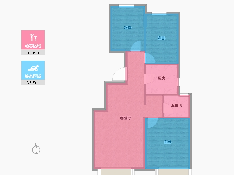 新疆维吾尔自治区-乌鲁木齐市-汇臻城·臻园-66.95-户型库-动静分区