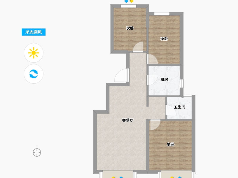 新疆维吾尔自治区-乌鲁木齐市-汇臻城·臻园-66.95-户型库-采光通风