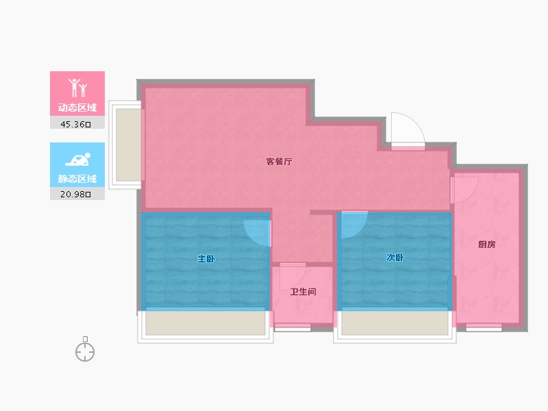 新疆维吾尔自治区-乌鲁木齐市-汇臻城·臻园-59.32-户型库-动静分区