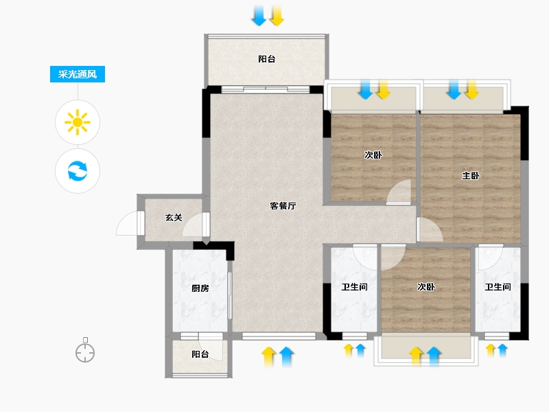 广东省-江门市-玖珑湾-83.40-户型库-采光通风