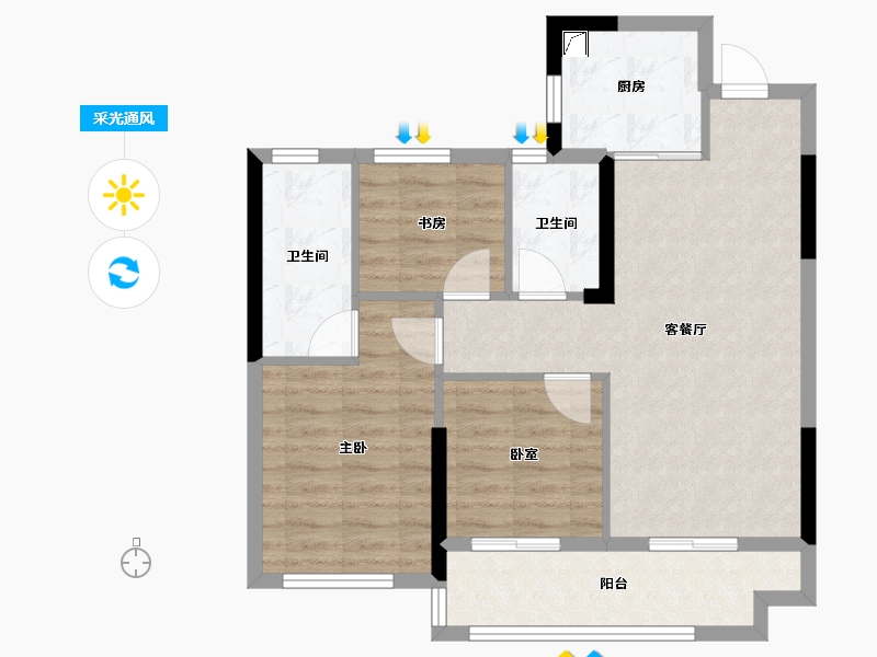 福建省-宁德市-金滩·云璟府-71.36-户型库-采光通风