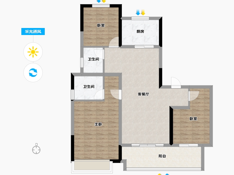 安徽省-阜阳市-海亮乐澜雍锦半岛-95.99-户型库-采光通风