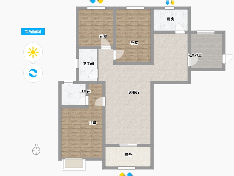 江苏省-镇江市-荔湾城-107.85-户型库-采光通风