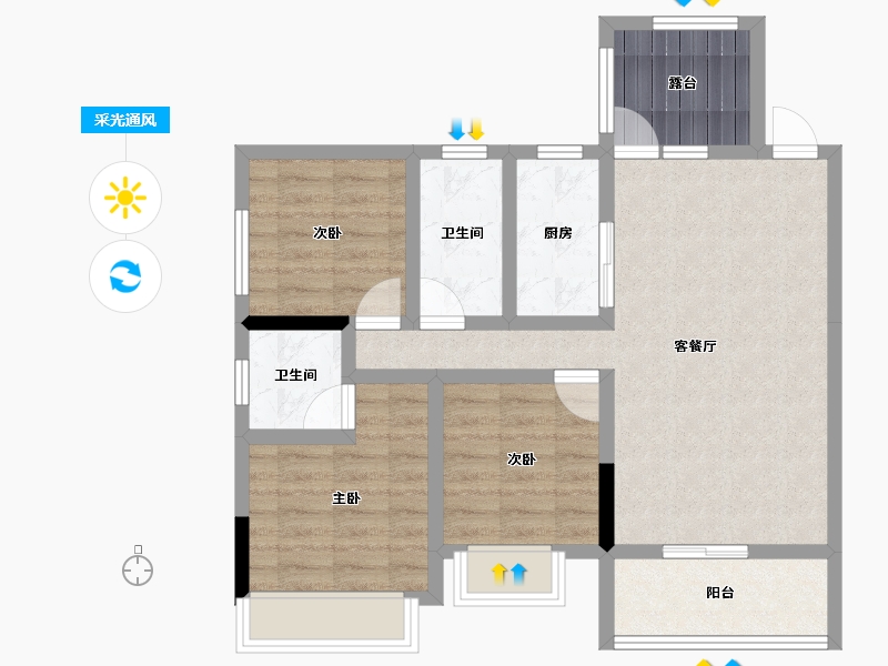 贵州省-安顺市-杨湖壹品-76.41-户型库-采光通风