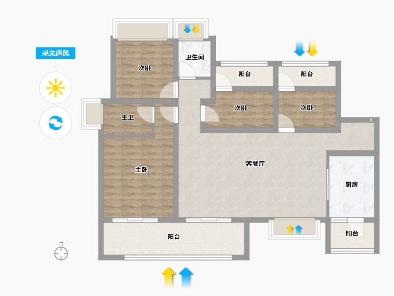 四川省-成都市-华熙528艺术村-101.37-户型库-采光通风