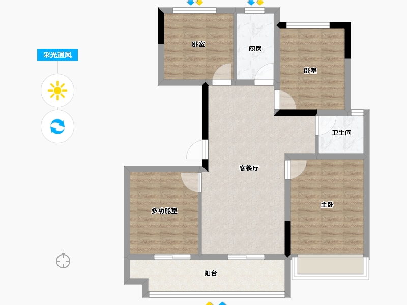 安徽省-阜阳市-百润居东坡印-84.80-户型库-采光通风